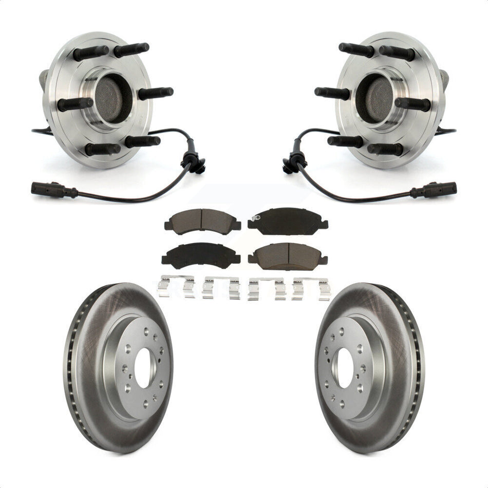 Front Hub Bearing Assembly With Coated Disc Brake Rotors And Ceramic Pads Kit For Chevrolet Silverado 1500 GMC Sierra Tahoe Suburban Yukon XL Avalanche Cadillac Escalade ESV KBB-121354