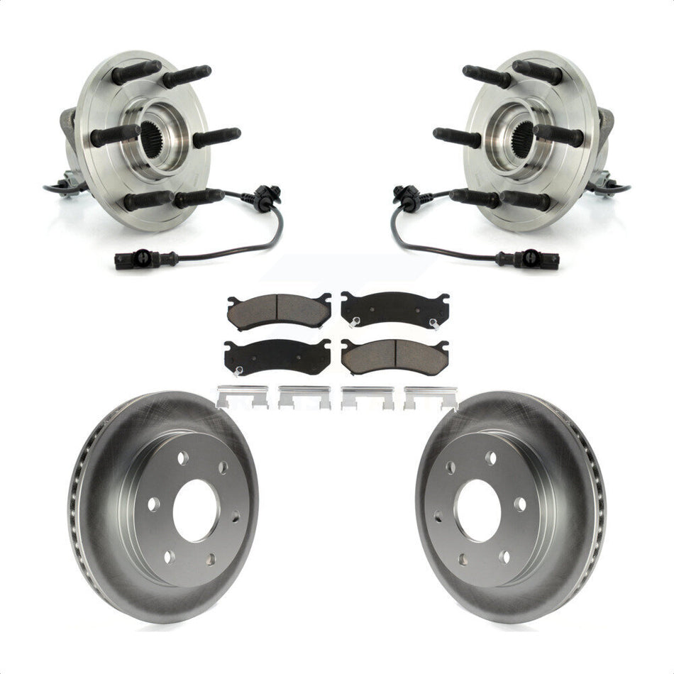 Front Hub Bearing Assembly With Coated Disc Brake Rotors And Ceramic Pads Kit For 2007 Chevrolet Silverado 1500 LT LTZ with 4WD rear brakes KBB-121355