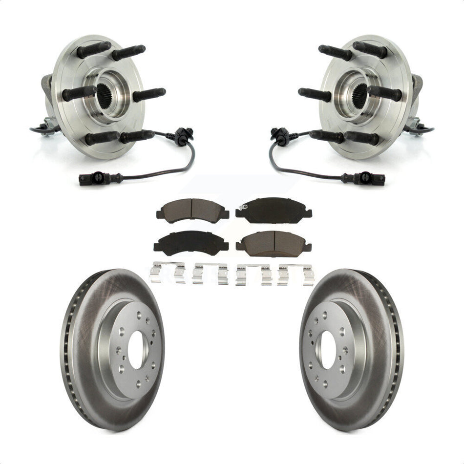Front Hub Bearing Assembly Coated Disc Brake Rotors And Ceramic Pads Kit For Chevrolet Silverado 1500 GMC Sierra Tahoe Suburban Yukon Cadillac XL Avalanche Escalade ESV EXT KBB-121356