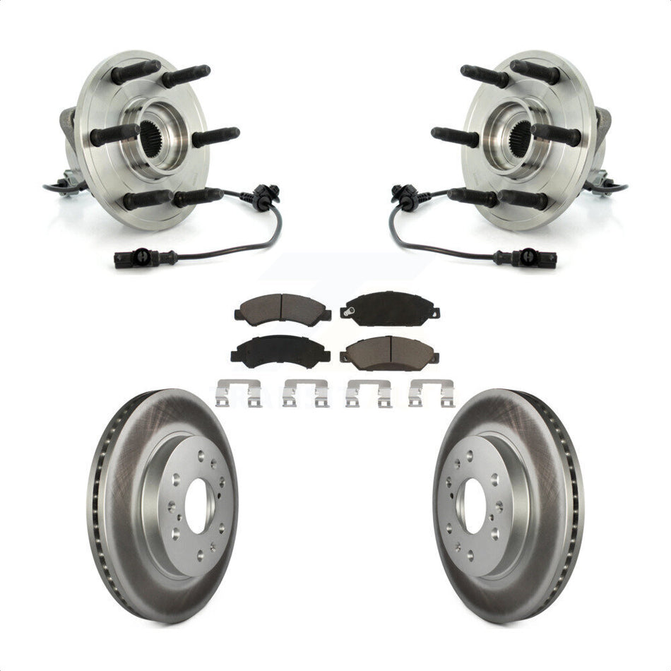 Front Hub Bearing Assembly With Coated Disc Brake Rotors And Ceramic Pads Kit For 2007-2007 Chevrolet Tahoe GMC Suburban 1500 Yukon Cadillac Avalanche XL Escalade ESV EXT KBB-121358
