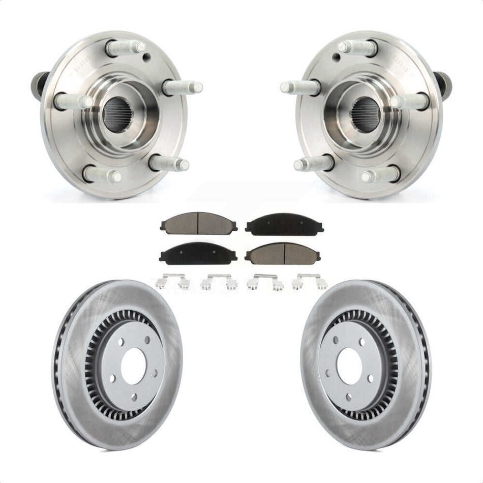 Front Hub Bearing Assembly With Coated Disc Brake Rotors And Ceramic Pads Kit For Ford Five Hundred Freestyle Taurus Mercury Montego X Sable KBB-121363