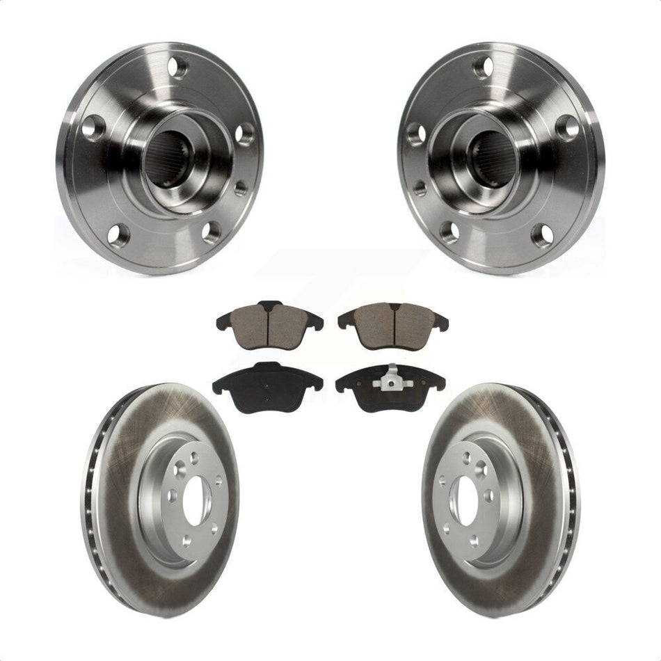 Front Hub Bearing Assembly With Coated Disc Brake Rotors And Ceramic Pads Kit For Volvo S60 XC70 S80 V60 V70 300mm Diameter Rotor KBB-121371