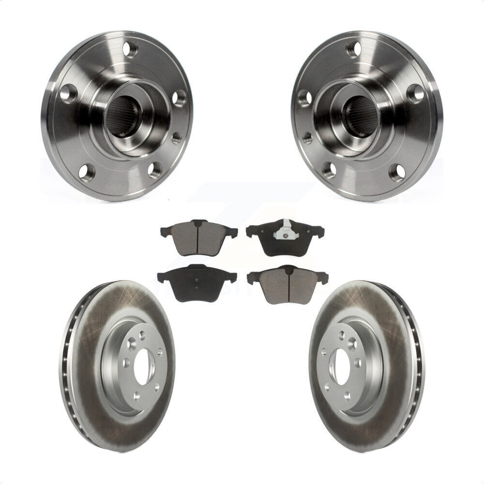 Front Hub Bearing Assembly With Coated Disc Brake Rotors And Ceramic Pads Kit For 2008 Volvo V70 300mm Diameter Rotor KBB-121373