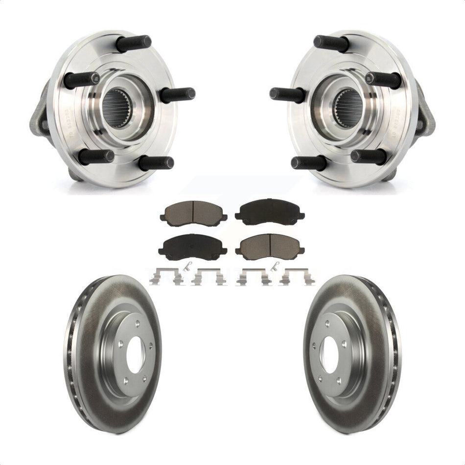 Front Hub Bearing Assembly With Coated Disc Brake Rotors And Ceramic Pads Kit For Chrysler Dodge Avenger 200 Sebring Caliber KBB-121384