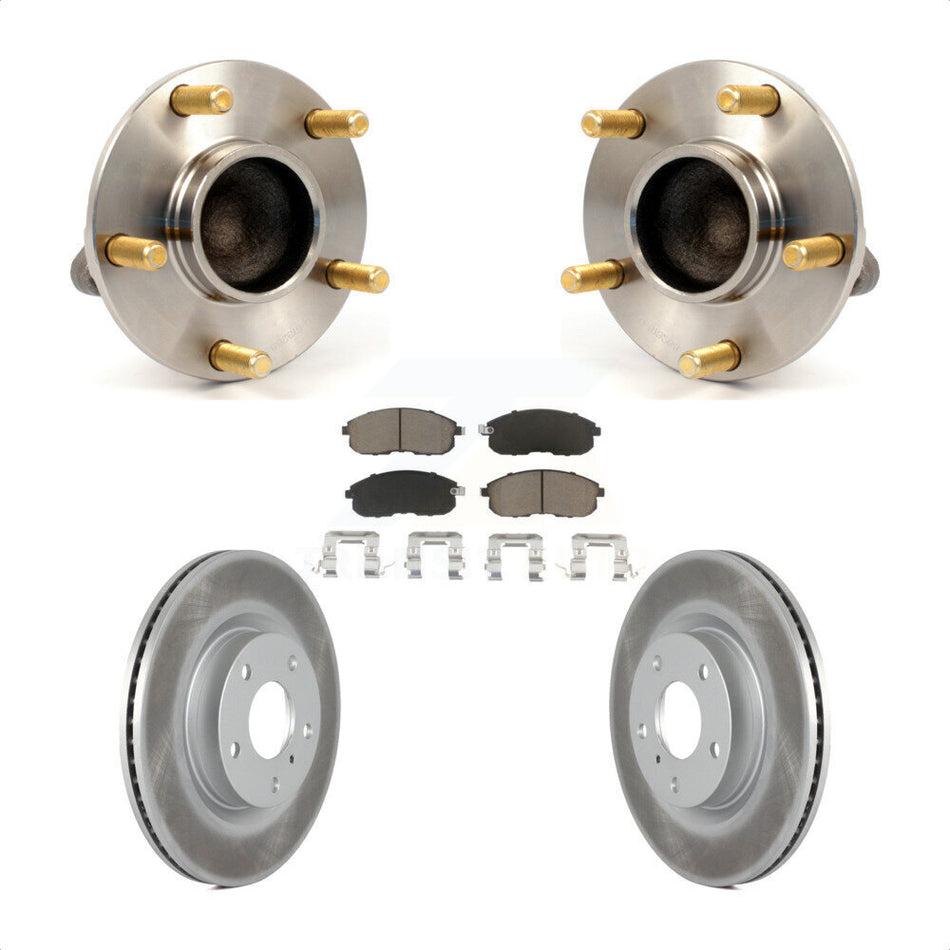 Front Hub Bearing Assembly With Coated Disc Brake Rotors And Ceramic Pads Kit For INFINITI G35 Nissan 350Z Without Brembo Brakes KBB-121386