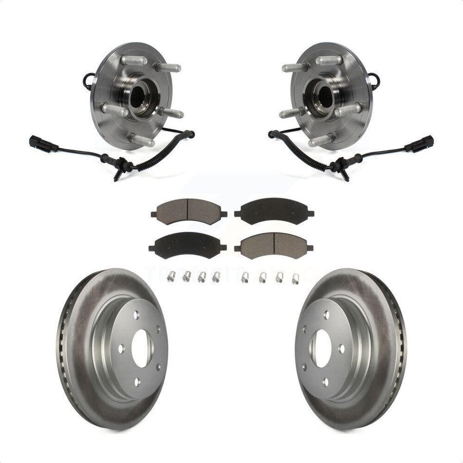 Front Hub Bearing Assembly With Coated Disc Brake Rotors And Ceramic Pads Kit For Ram 1500 Classic KBB-121395