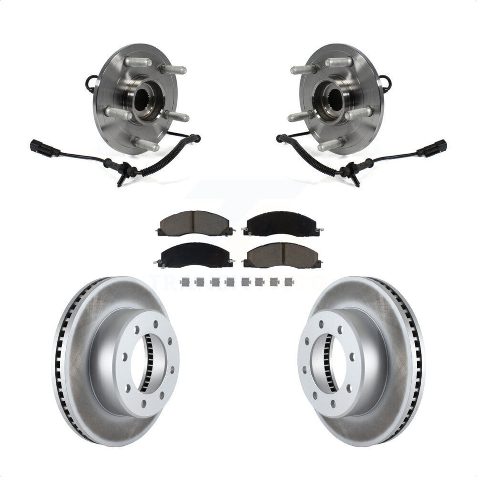 Front Hub Bearing Assembly With Coated Disc Brake Rotors And Ceramic Pads Kit For 2012 Ram 1500 8 Lug Wheels KBB-121396