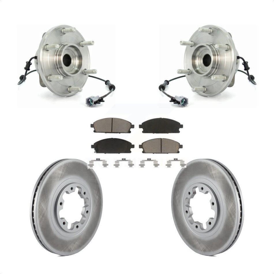 Front Hub Bearing Assembly With Coated Disc Brake Rotors And Ceramic Pads Kit For 2004 Nissan Pathfinder KBB-121405