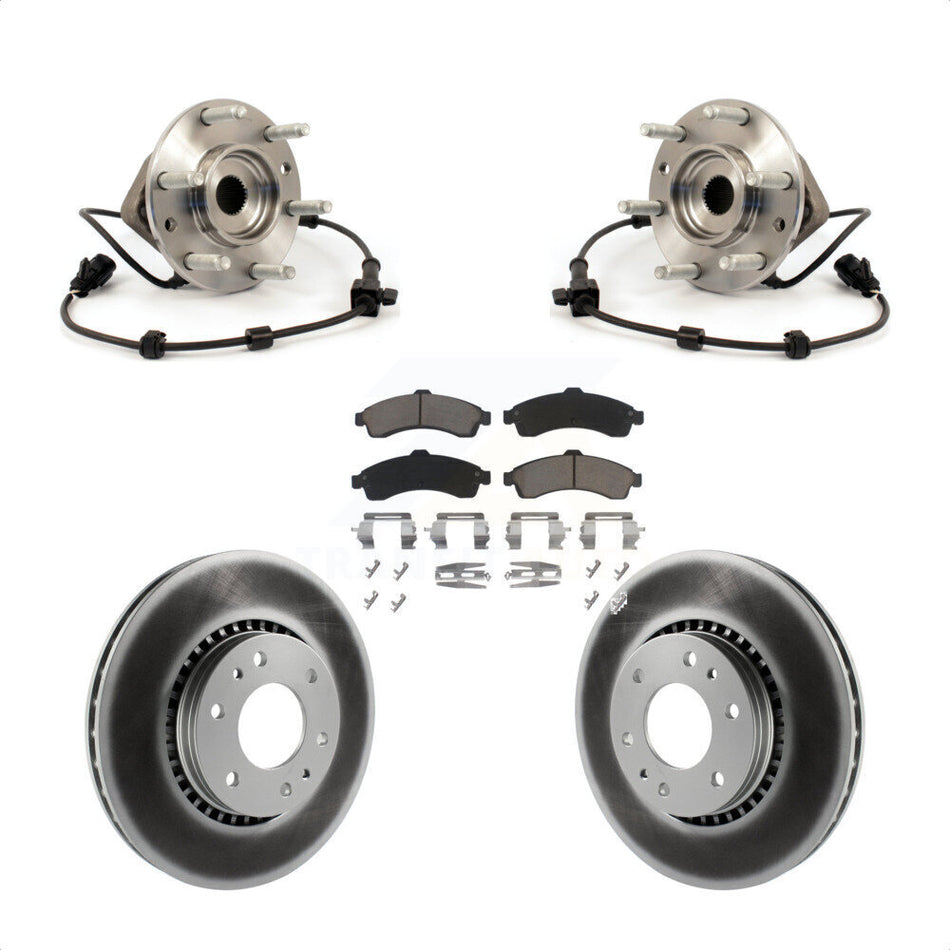 Front Hub Bearing Assembly With Coated Disc Brake Rotors And Ceramic Pads Kit For Chevrolet Trailblazer GMC EXT Envoy XL Buick Rainier XUV SSR Isuzu Ascender Saab 9-7x KBB-121407