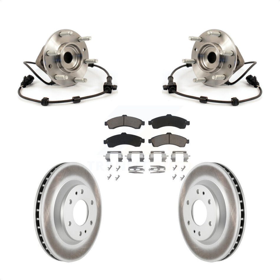 Front Hub Bearing Assembly With Coated Disc Brake Rotors And Ceramic Pads Kit For Chevrolet Trailblazer GMC Envoy Buick Rainier Oldsmobile Bravada Isuzu Ascender KBB-121408