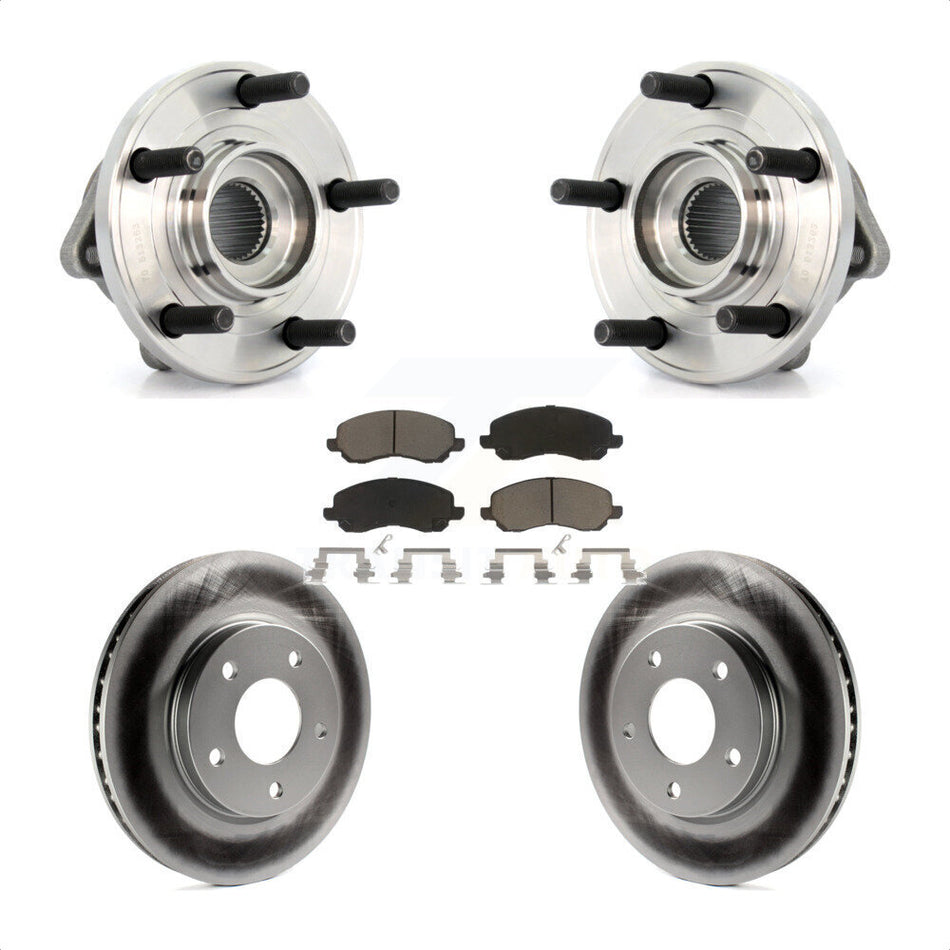 Front Hub Bearing Assembly With Coated Disc Brake Rotors And Ceramic Pads Kit For Dodge Caliber KBB-121411