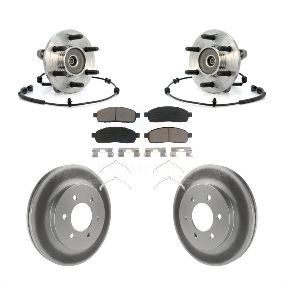 Front Hub Bearing Assembly With Coated Disc Brake Rotors And Ceramic Pads Kit For Ford F-150 Lincoln Mark LT 4WD KBB-121414