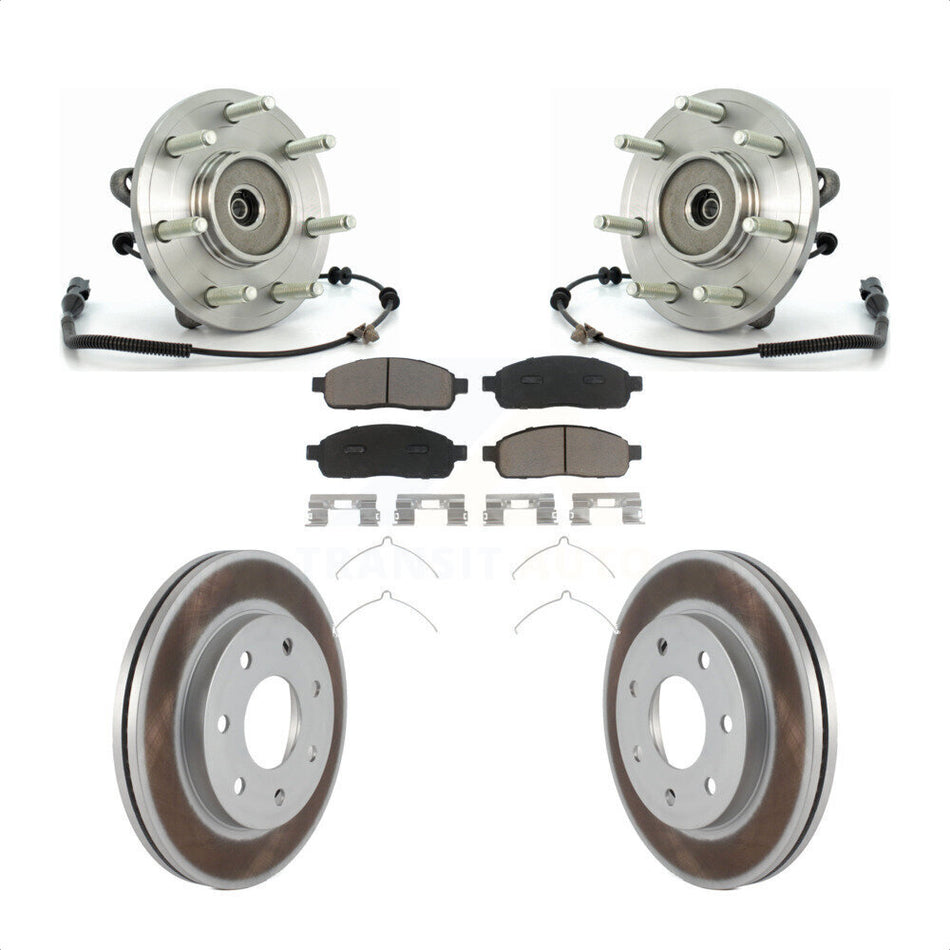 Front Hub Bearing Assembly With Coated Disc Brake Rotors And Ceramic Pads Kit For Ford F-150 4WD KBB-121416