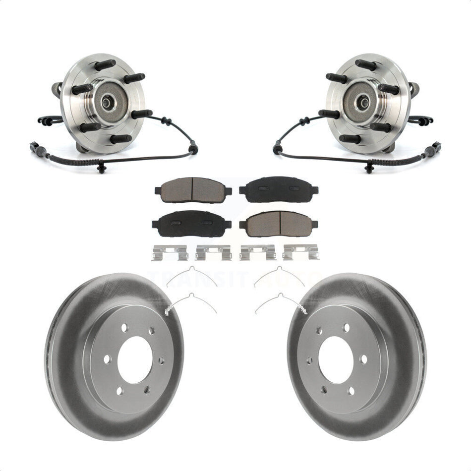 Front Hub Bearing Assembly With Coated Disc Brake Rotors And Ceramic Pads Kit For Ford F-150 4WD KBB-121417