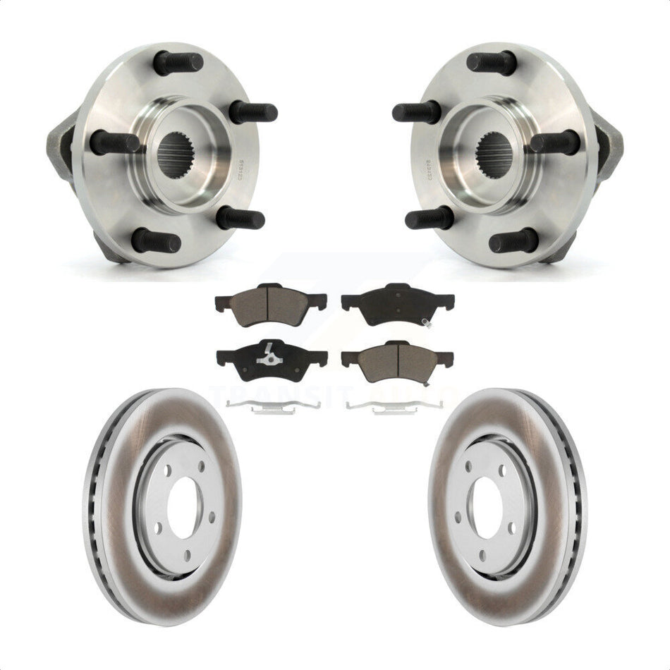 Front Hub Bearing Assembly With Coated Disc Brake Rotors And Ceramic Pads Kit For Dodge Caravan Chrysler Voyager KBB-121423