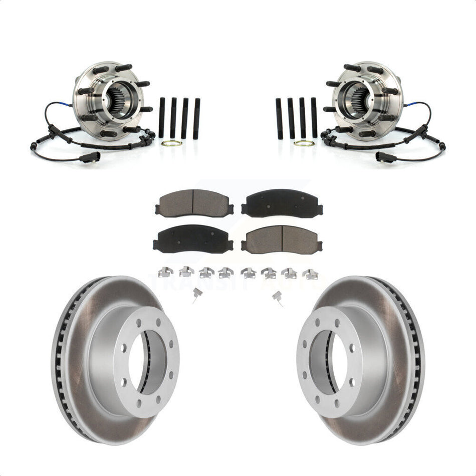 Front Hub Bearing Assembly With Coated Disc Brake Rotors And Ceramic Pads Kit For 2012-2012 Ford F-250 Super Duty F-350 Single Rear Wheels 4WD KBB-121429