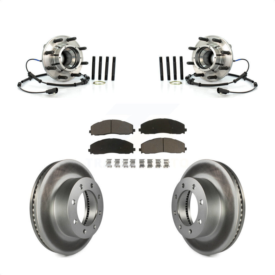 Front Hub Bearing Assembly With Coated Disc Brake Rotors And Ceramic Pads Kit For Ford F-250 Super Duty F-350 4WD KBB-121430