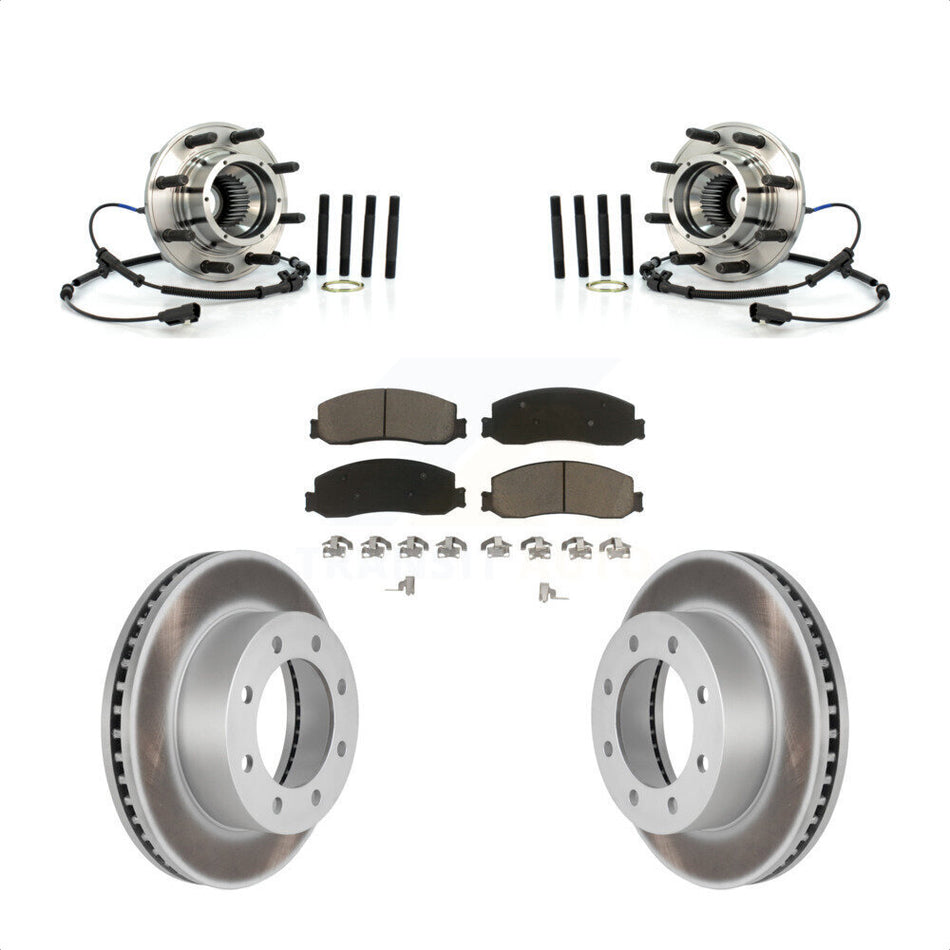 Front Hub Bearing Assembly With Coated Disc Brake Rotors And Ceramic Pads Kit For 2011-2011 Ford F-250 Super Duty F-350 Single Rear Wheels 4WD KBB-121431