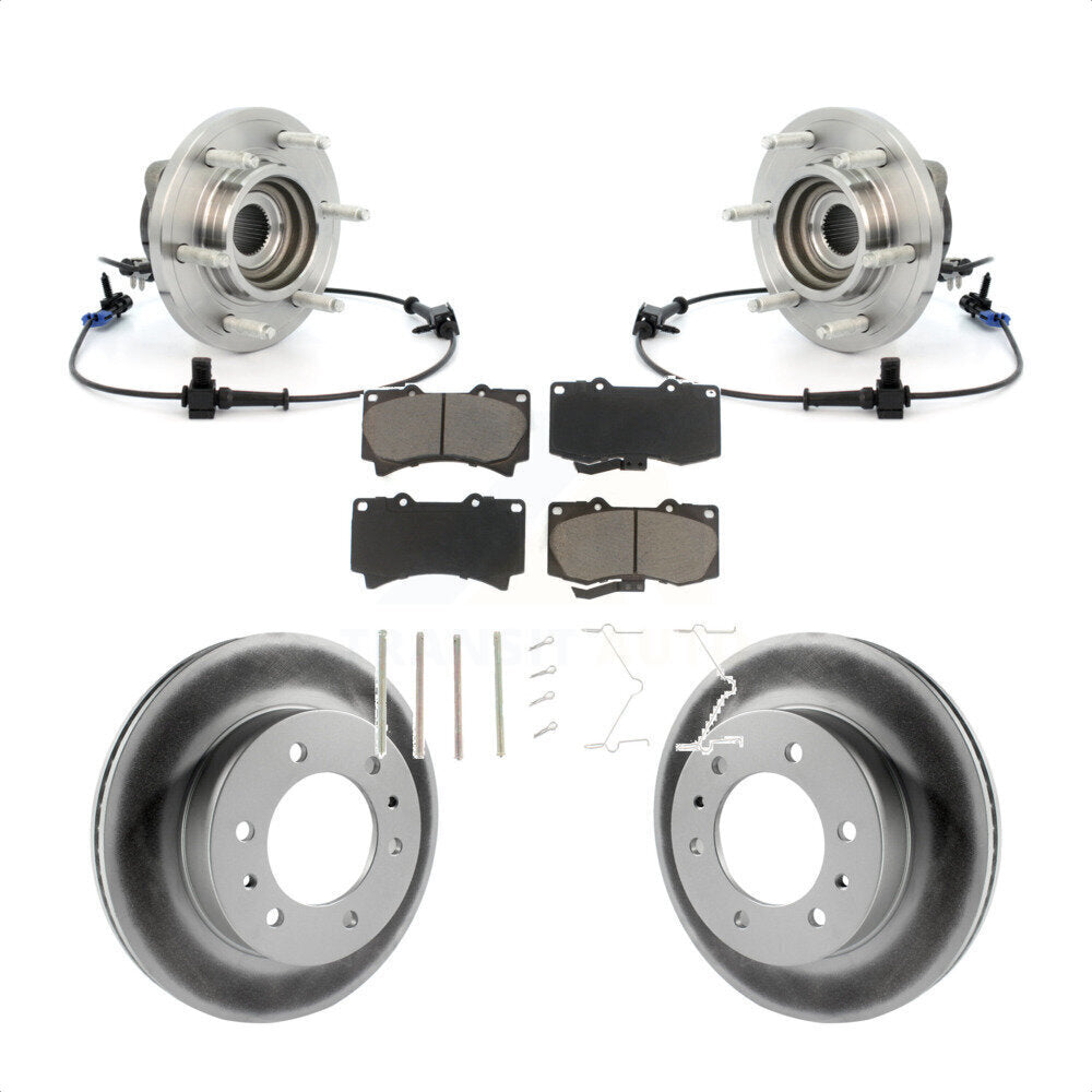 Front Hub Bearing Assembly Coated Disc Brake Rotors And Pads Kit For 2006-2008 Hummer H3 KBB-121434
