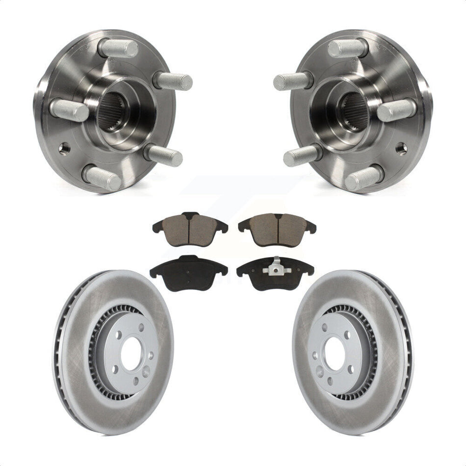 Front Hub Bearing Assembly With Coated Disc Brake Rotors And Ceramic Pads Kit For 2008-2015 Land Rover LR2 KBB-121435
