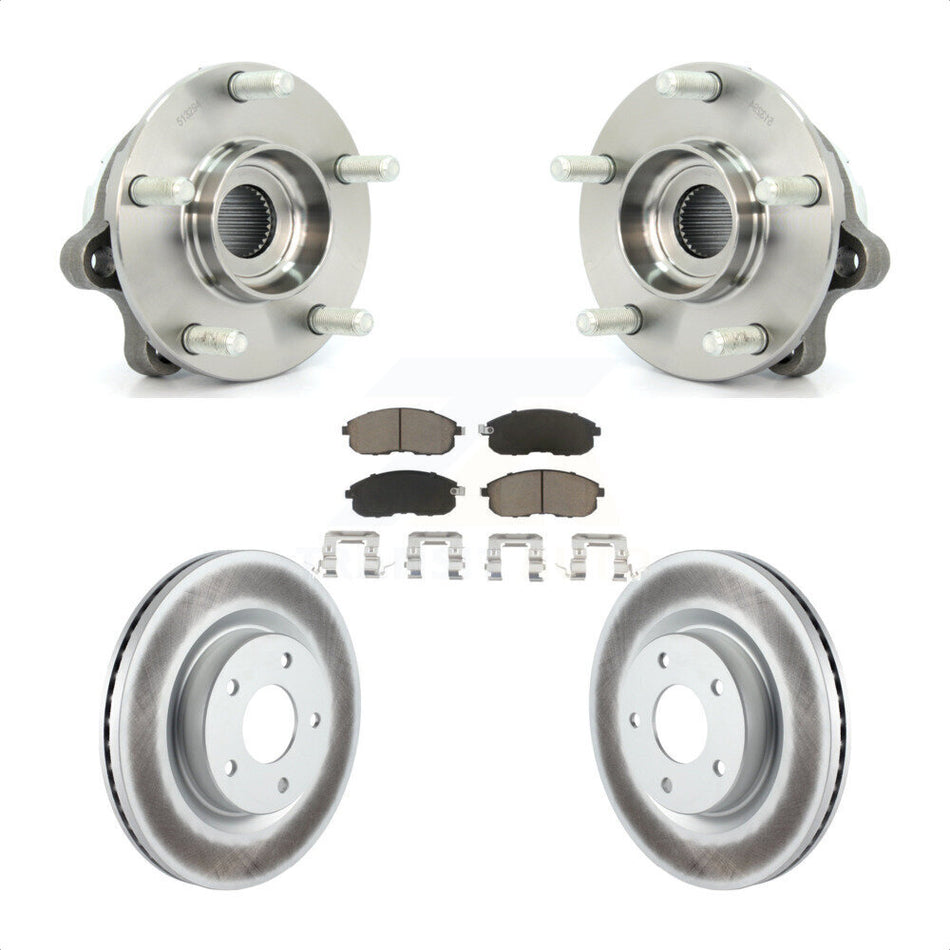 Front Hub Bearing Assembly With Coated Disc Brake Rotors And Ceramic Pads Kit For Nissan Altima KBB-121443