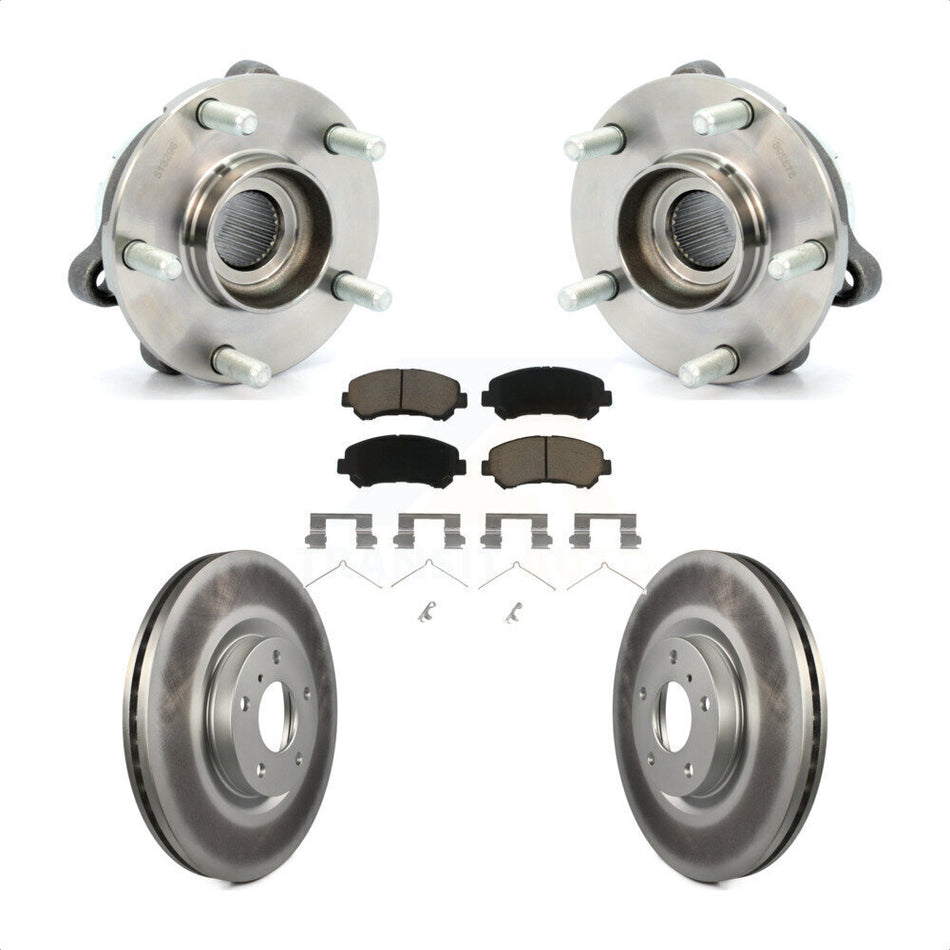 Front Hub Bearing Assembly With Coated Disc Brake Rotors And Ceramic Pads Kit For Nissan Maxima KBB-121444