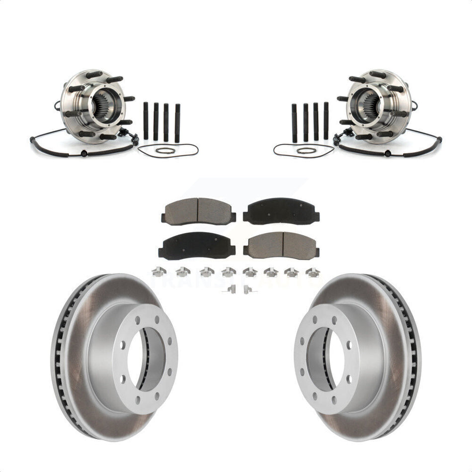 Front Hub Bearing Assembly With Coated Disc Brake Rotors And Ceramic Pads Kit For Ford F-250 Super Duty F-350 Single Rear Wheels KBB-121455