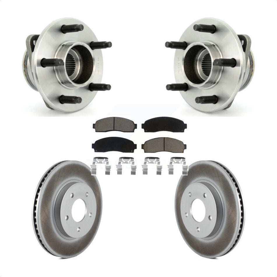Front Hub Bearing Assembly With Coated Disc Brake Rotors And Ceramic Pads Kit For Saturn Vue Chevrolet Equinox Pontiac Torrent Non-ABS KBB-121458