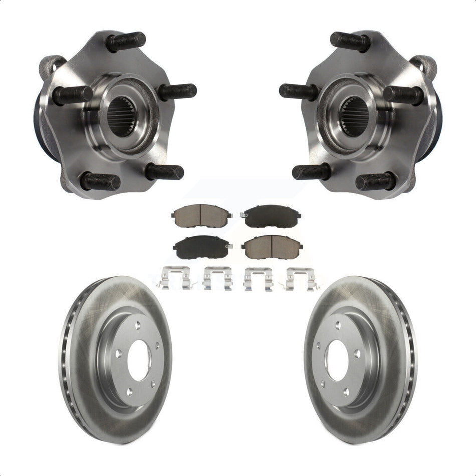 Front Hub Bearing Assembly With Coated Disc Brake Rotors And Ceramic Pads Kit For Nissan Sentra KBB-121462