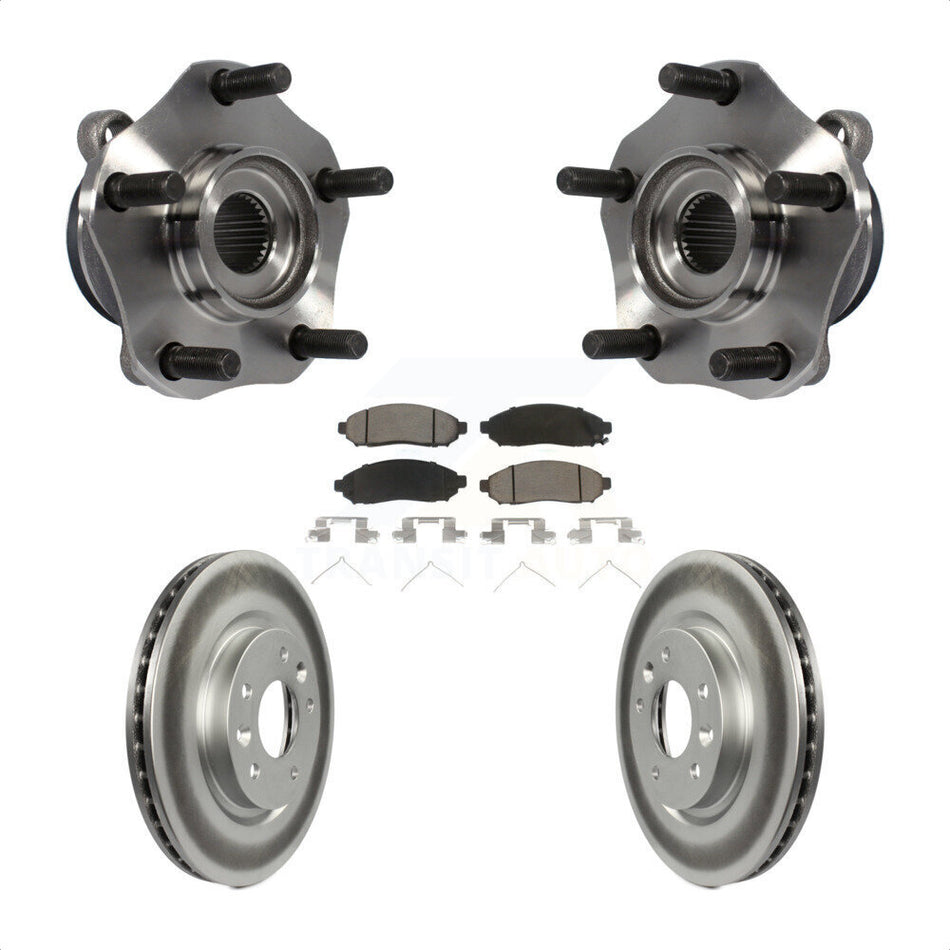 Front Hub Bearing Assembly With Coated Disc Brake Rotors And Ceramic Pads Kit For 2015 Nissan LEAF Vehicles Manufactured In Japan KBB-121464