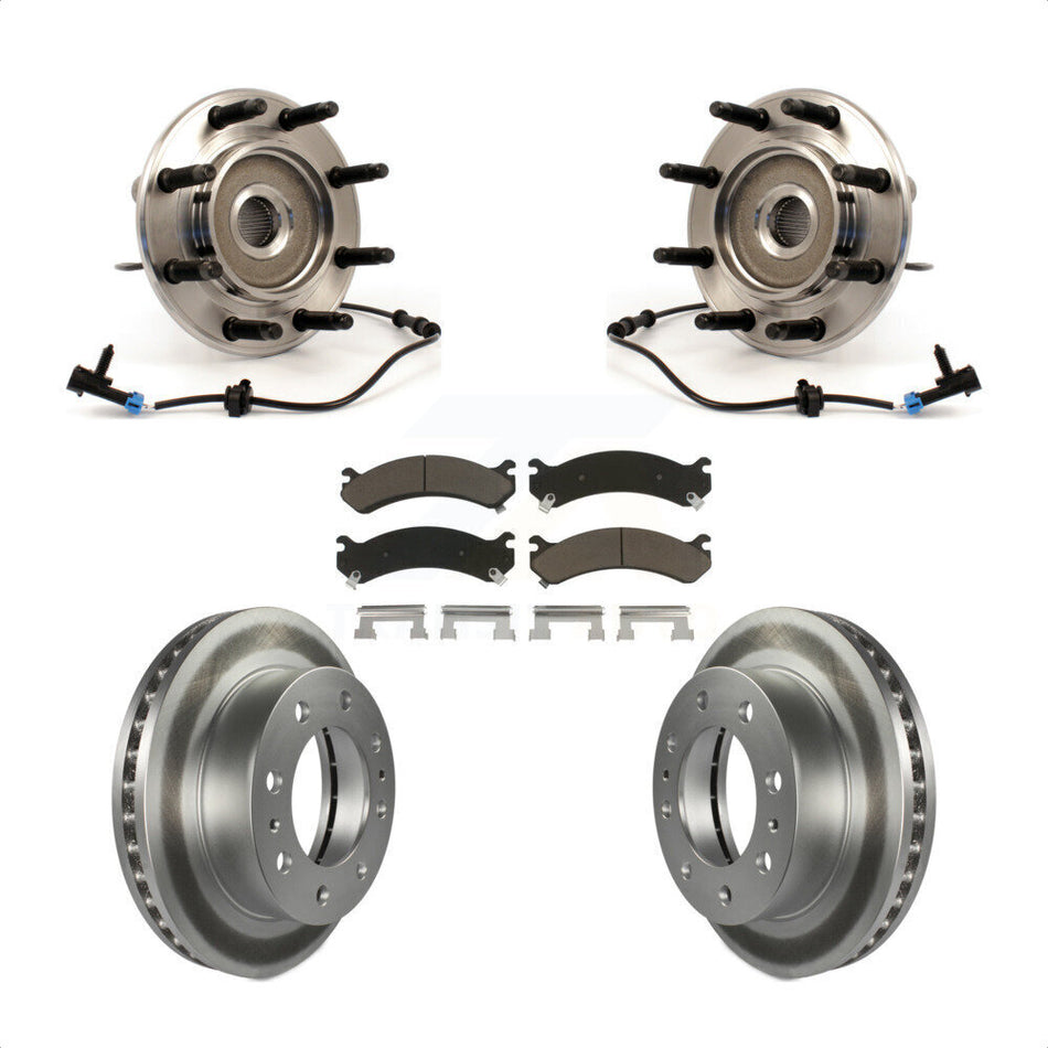 Front Hub Bearing Assembly With Coated Disc Brake Rotors And Ceramic Pads Kit For Chevrolet Silverado 2500 HD GMC Sierra Suburban Hummer H2 Yukon XL KBB-121465