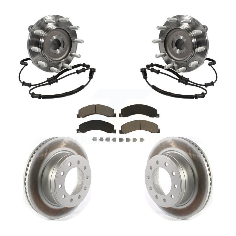 Front Hub Bearing Assembly With Coated Disc Brake Rotors And Ceramic Pads Kit For Ram 5500 Dodge 4500 KBB-121474