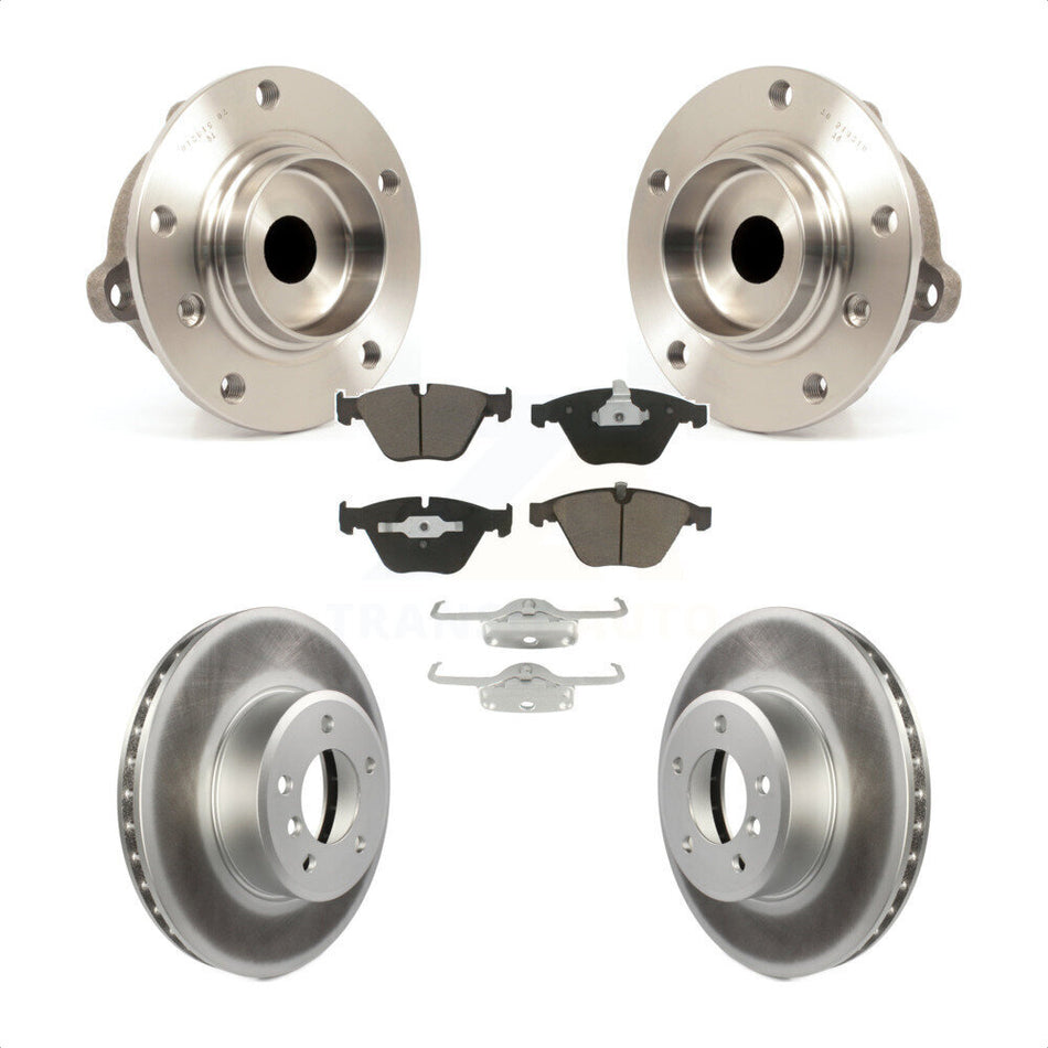Front Hub Bearing Assembly With Coated Disc Brake Rotors And Ceramic Pads Kit For BMW 530i 528i 525i KBB-121476