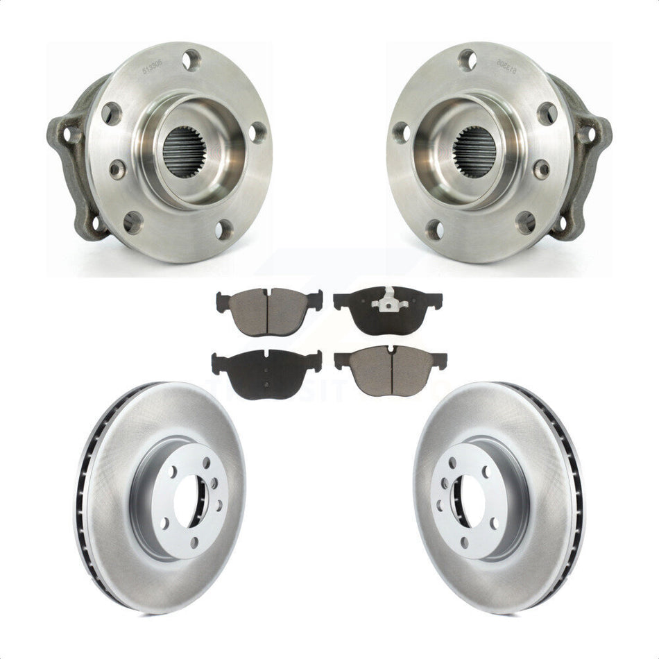 Front Hub Bearing Assembly With Coated Disc Brake Rotors And Ceramic Pads Kit For BMW X5 X6 KBB-121483