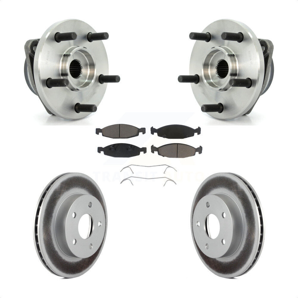Front Hub Bearing Assembly With Coated Disc Brake Rotors And Ceramic Pads Kit For 1999-2002 Jeep Grand Cherokee Teves & ATE Caliper KBB-121485