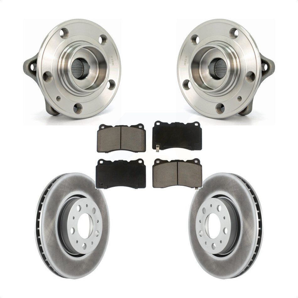 Front Hub Bearing Assembly With Coated Disc Brake Rotors And Ceramic Pads Kit For 2005-2007 Volvo V70 R 286mm Diameter Rotor KBB-121501