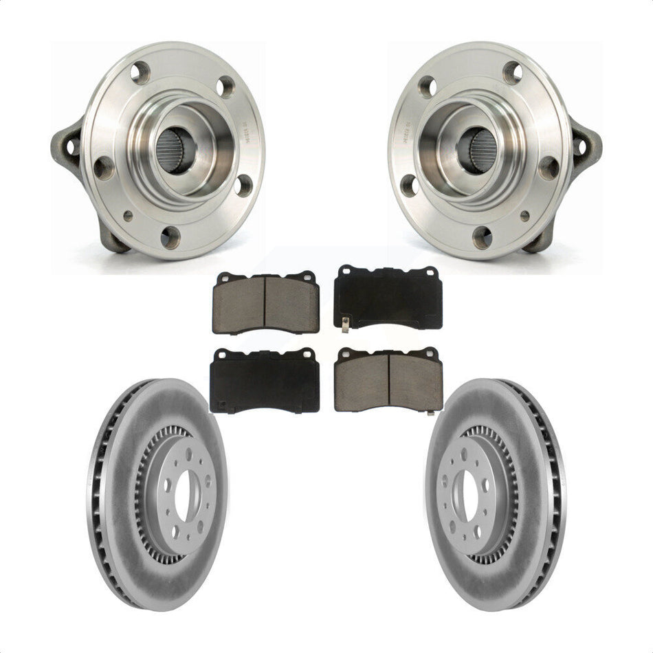 Front Hub Bearing Assembly With Coated Disc Brake Rotors And Ceramic Pads Kit For 2005-2007 Volvo V70 R 305mm Diameter Rotor KBB-121502