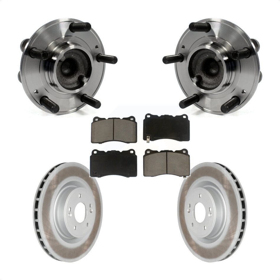 Front Hub Bearing Assembly With Coated Disc Brake Rotors And Ceramic Pads Kit For Hyundai Genesis Coupe KBB-121504