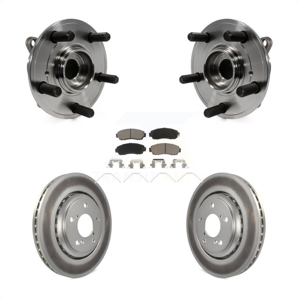 Front Hub Bearing Assembly With Coated Disc Brake Rotors And Ceramic Pads Kit For 2015-2017 Honda Odyssey KBB-121515