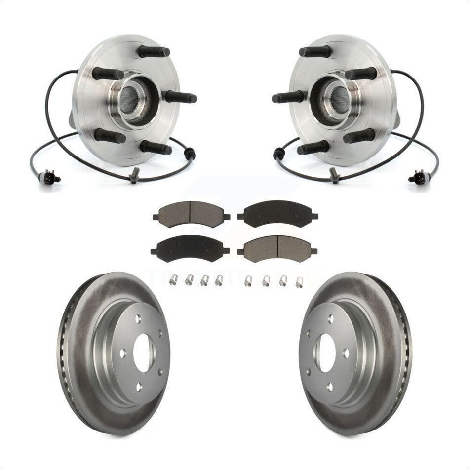 Front Hub Bearing Assembly With Coated Disc Brake Rotors And Ceramic Pads Kit For 2007-2009 Dodge Durango Chrysler Aspen KBB-121519