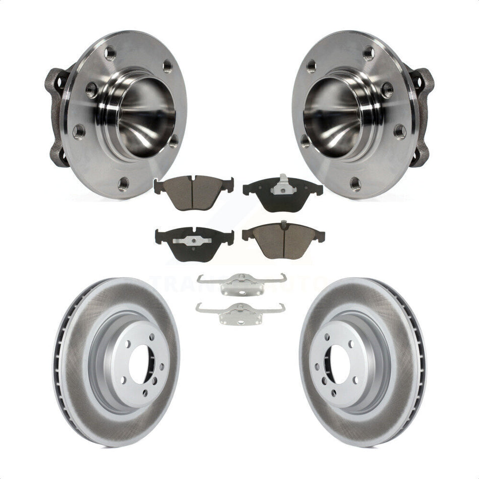 Front Hub Bearing Assembly With Coated Disc Brake Rotors And Ceramic Pads Kit For BMW 335i 335d 335is KBB-121521