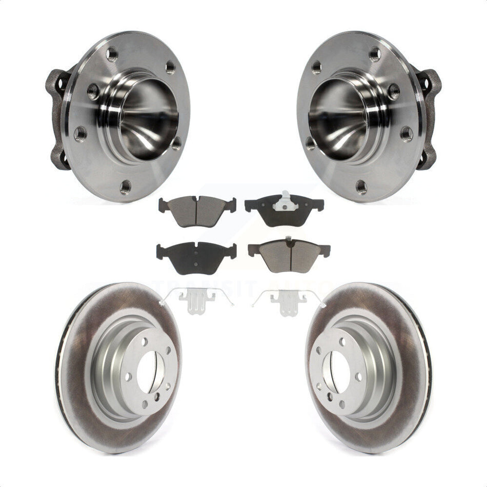 Front Hub Bearing Assembly With Coated Disc Brake Rotors And Ceramic Pads Kit For 2006 BMW 330i KBB-121523
