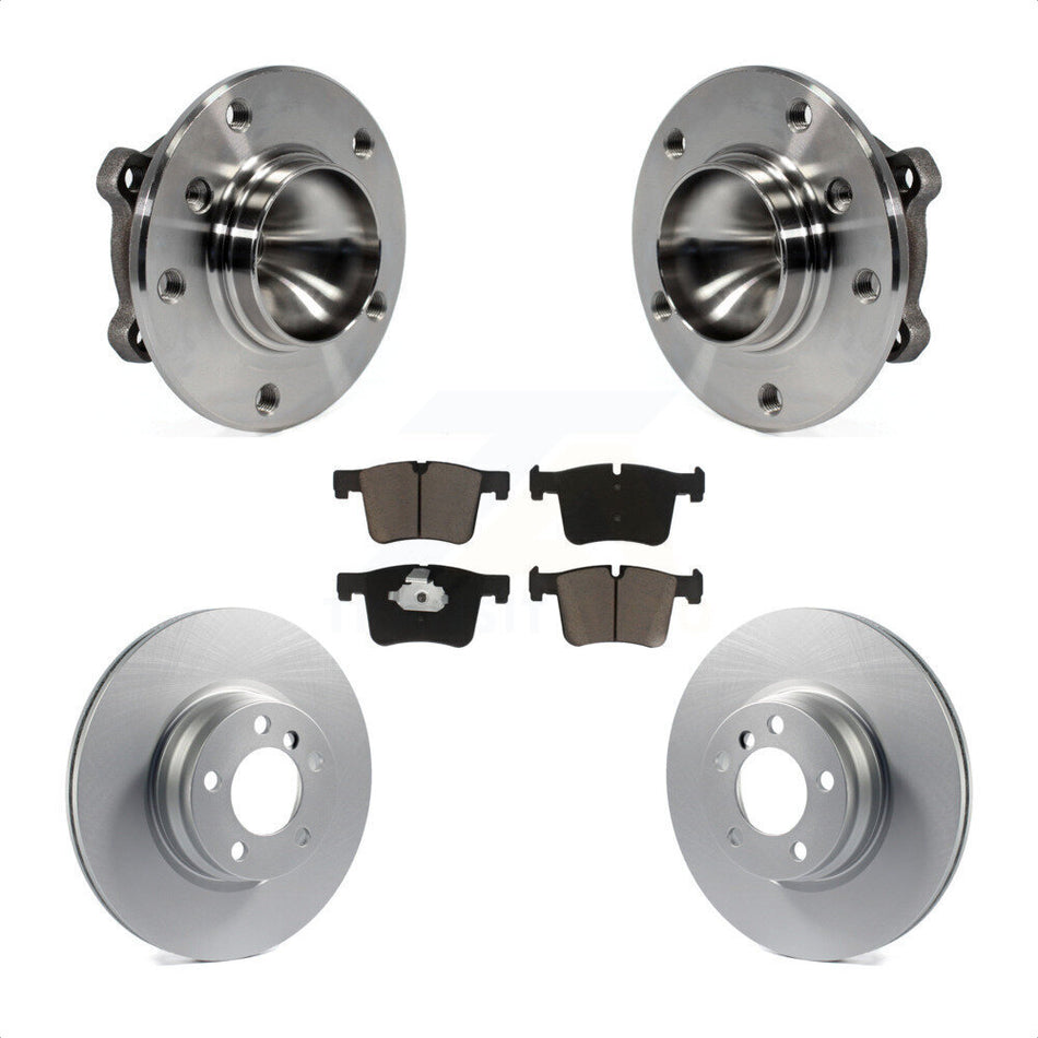 Front Hub Bearing Assembly With Coated Disc Brake Rotors And Ceramic Pads Kit For 2012 BMW 328i 2.0L Without Blue Painted Calipers M Sport Package KBB-121524