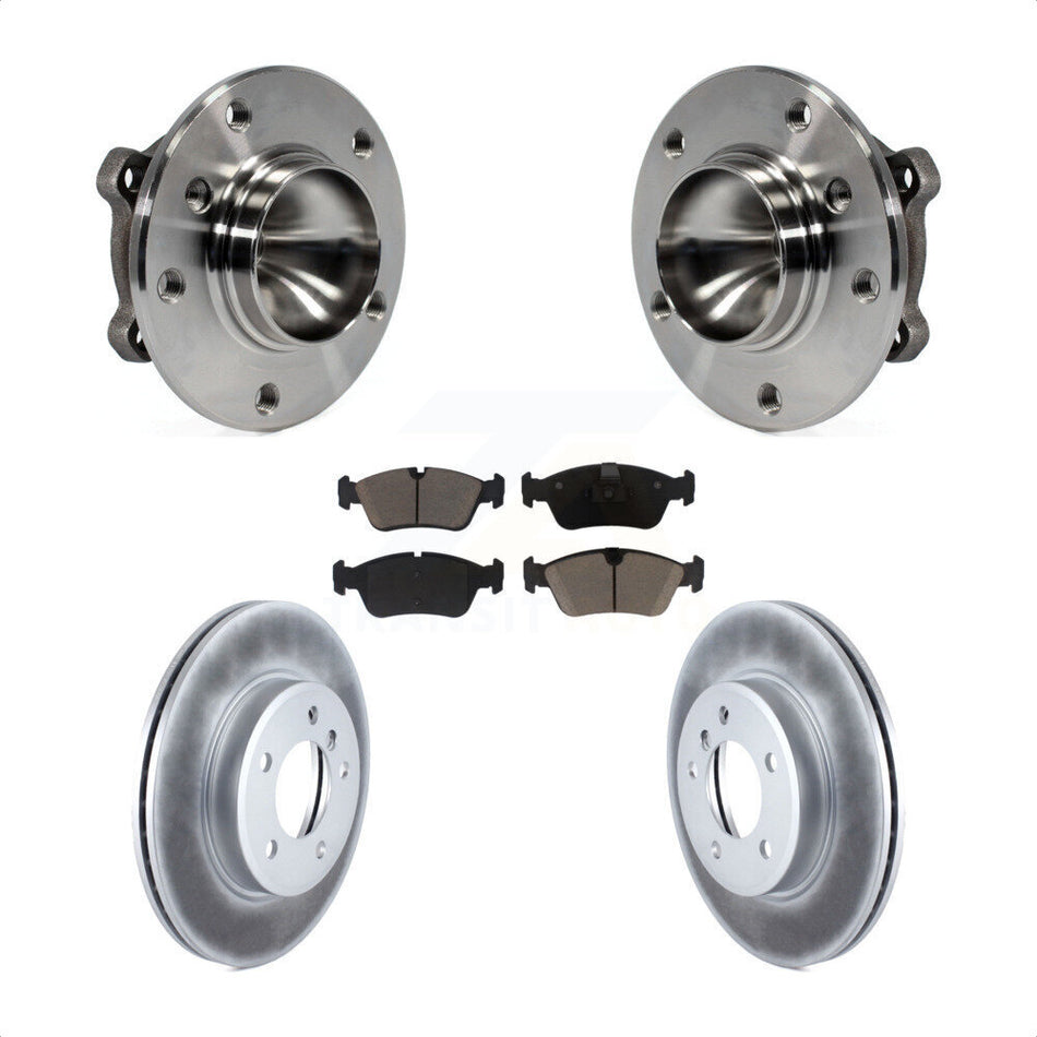 Front Hub Bearing Assembly With Coated Disc Brake Rotors And Ceramic Pads Kit For 2006 BMW 325Ci KBB-121525