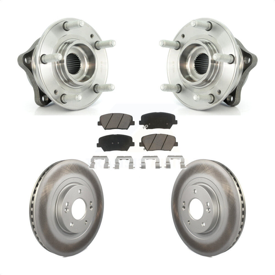 Front Hub Bearing Assembly With Coated Disc Brake Rotors And Ceramic Pads Kit For Kia Sorento Hyundai Santa Fe Sport KBB-121528