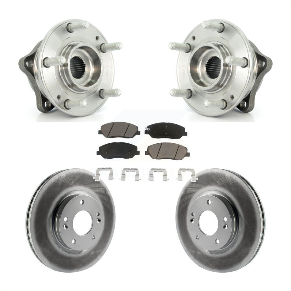 Front Hub Bearing Assembly With Coated Disc Brake Rotors And Ceramic Pads Kit For 2007-2009 Hyundai Santa Fe KBB-121530