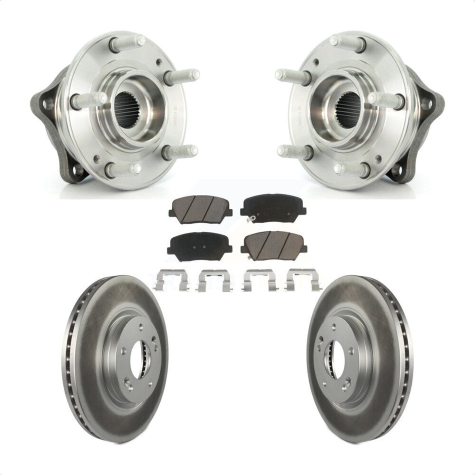 Front Hub Bearing Assembly With Coated Disc Brake Rotors And Ceramic Pads Kit For Kia Sorento Hyundai Santa Fe ABS Brakes KBB-121531