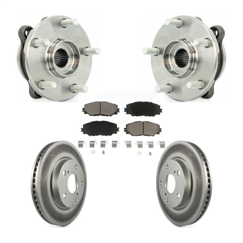 Front Hub Bearing Assembly With Coated Disc Brake Rotors And Ceramic Pads Kit For 2013-2018 Toyota RAV4 LE KBB-121534