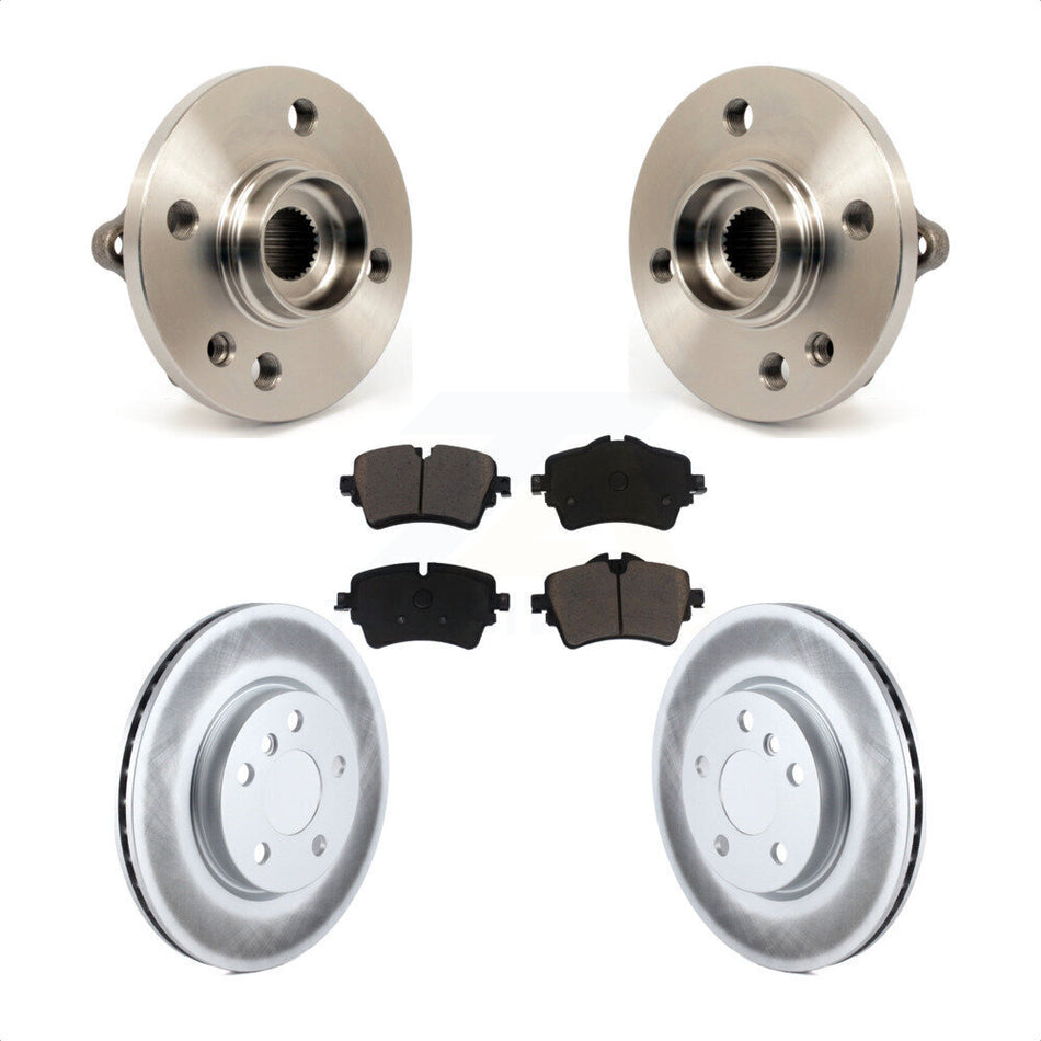 Front Hub Bearing Assembly With Coated Disc Brake Rotors And Ceramic Pads Kit For 2015 Mini Cooper Convertible Coupe 294mm Diameter Rotor 5 Lug Wheels KBB-121538