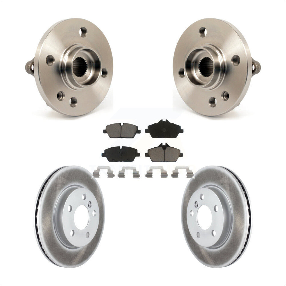 Front Hub Bearing Assembly With Coated Disc Brake Rotors And Ceramic Pads Kit For 2014-2015 Mini Cooper Convertible Coupe 5 Lug Wheels 280mm Diameter Rotor KBB-121539